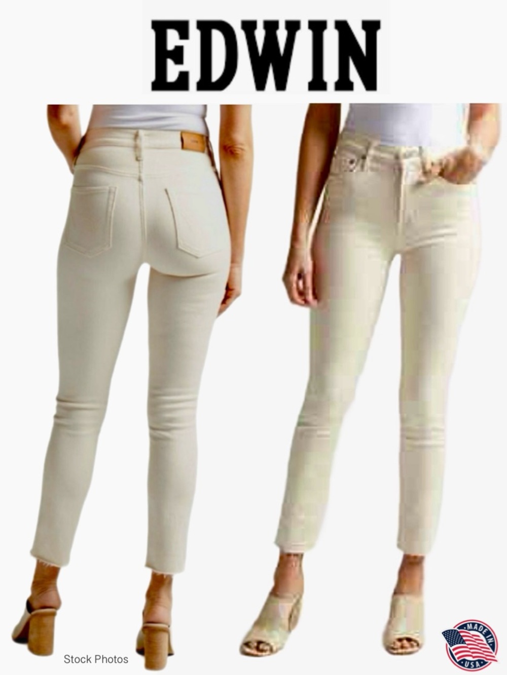 EDWIN Bree Slim Straight Leg Mid-Rise Jeans Raw Hem Rich Vanilla EW2003SSY (27)